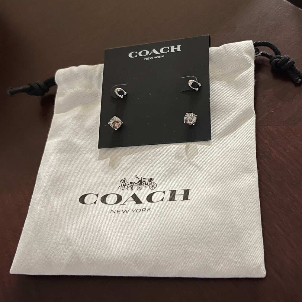 COACH Signature And Stone Stud Earrings Set.